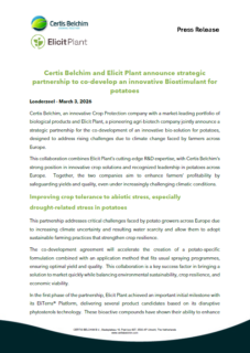Elicit Plant and Certis Belchim Strategic announce strategic partnership to co-develop an innovative Biostimulants for potatoes