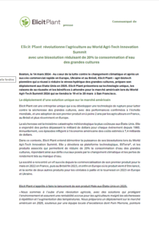 CP - Elicit Plant révolutionne l'agriculture au World Agri-Tech Innovation Summit