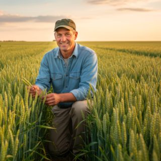Agriculteur dans un champ de blé