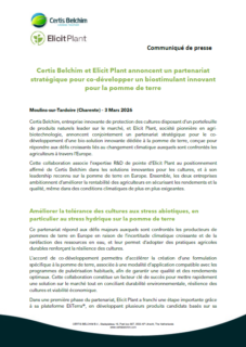 Certis Belchim et Elicit Plant annoncent un partenariat stratégique pour co-développer un biostimulant innovant pour la polmme de terre