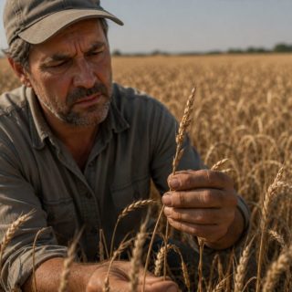 Trigo afectado por el estrés hídrico