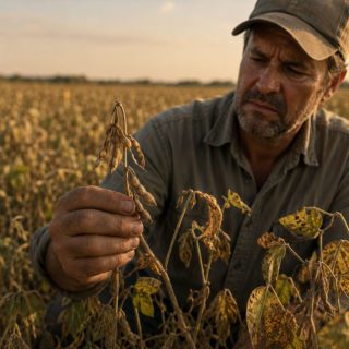 Soja afectada por el estrés hídrico