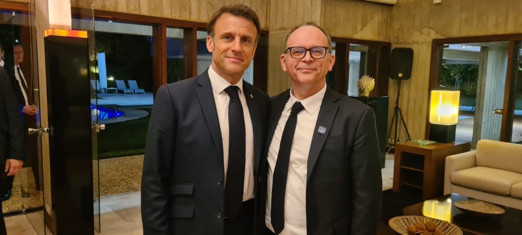 Olivier Goulay, co-fondateur Elicit Plant et Emmanuel Macron