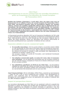 Elicit Plant : Développement et succès commerciaux de nouvelles biosolutions grâce au Programme d’accélération du Conseil Européen de l’Innovation (EIC)