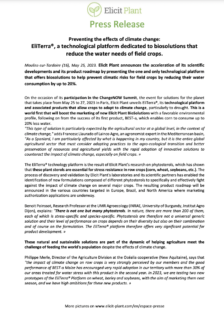 EliTerra®, a technological platform dedicated to prevent climate change for Agriculture