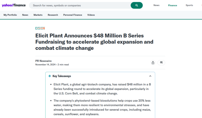 Elicit Plant Announces $48 Million B Series Fundraising to accelerate global expansion and combat climate change